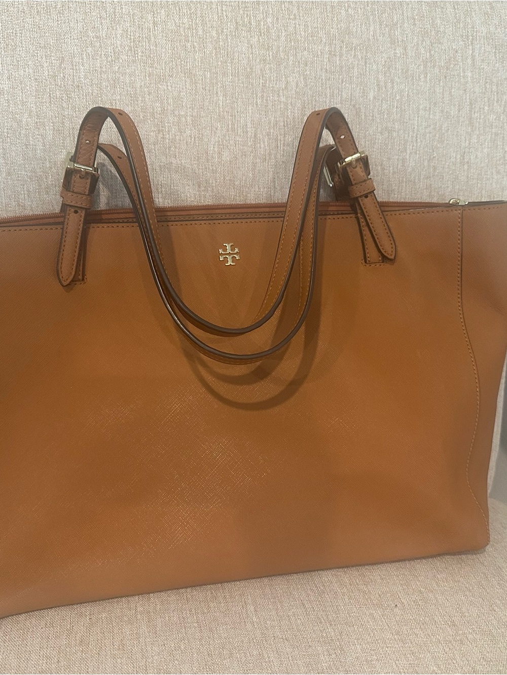 Tory Burch Cognac Leather Double-Handle Tote